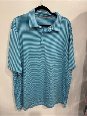 Walter Hagen Blue and White Striped Polo Shirt